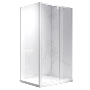 Cabina de dus KZ06B Dreptunghiulara 100x80cm, Design Modern, Culoare Alb - Img 2