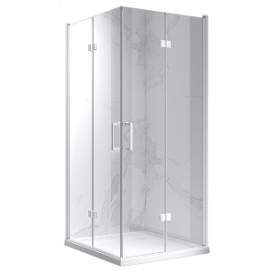 Cabina de dus KZ08C Patrata, Dimensiune 90x90cm, Usi Pliabile, Culoare Alb