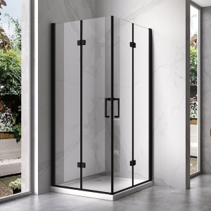 Cabina De Dus KZ12A Dreptunghiulara , Dimensiune 90x80cm, Culoare Negru - Img 2