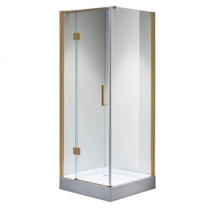 Cabina de dus KZ1390A Patrata, Design Modern 80x80cm, Culoare Auriu
