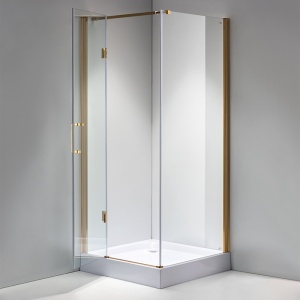 Cabina de dus KZ1390A Patrata, Design Modern 80x80cm, Culoare Auriu - Img 2