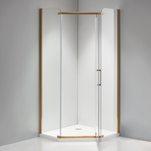 Cabina de dus KZ91B Pentagonala, Design Modern 90x90cm, Culoare Auriu - Img 2