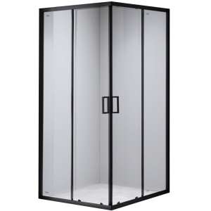 Cabina de dus patrata din sticla securizata 5mm cu rame negre BL30A 80 x 80 cm