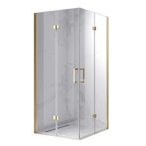Cabina de dus patrata din sticla securizata si rame aurii KZ08D 100 x 100 cm