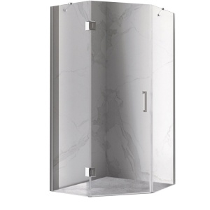 Cabina de dus pentagonala cu rame cromate si sticla securizata KZ10 C 100x100 cm