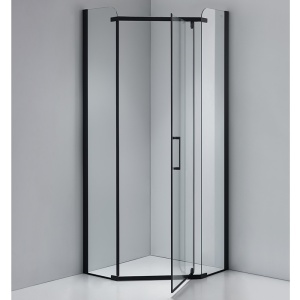 Cabina de dus pentagonala din sticla securizata si rame negre cu cadita de dus neagra KZ91A-SXL07A 80 x 80 cm - Img 3