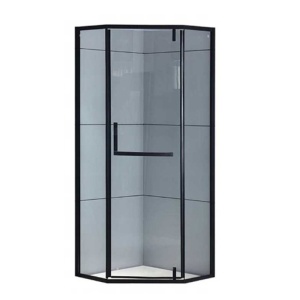 Cabina de dus pentagonala din sticla securizata si rame negre KZ4026A 80x80 cm