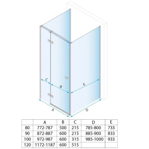 Cabina de dus REA Atlas, Dimensiuni 120x100x100 cm, echipata cu 2 pereti si usa batanta, Culoare Auriu Periat - Img 6