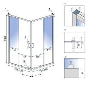 Cabina de dus Rea City, Dimensiune 80x80cm, Culoare Gold Brush - Img 6