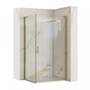 Cabina de dus Rea Hugo cu Usa batanta 90x90 cm, Auriu periat