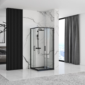 Cabina de dus Rea Punto, Dimensiune 90x90cm, Culoare Negru - Img 6