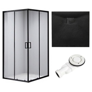 Cabina dus cu cadita inclusa, culoare negru, dimensiuni 90x90cm