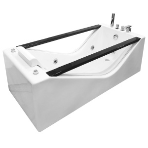 Cad?? de baie cu Hidromasaj, 170X80 cm, Margini Negre, Culoare Alba - Img 1