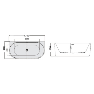 Cad?? freestanding Florida, Beata, cu masca riflat??, o latur?? dreapt?? ??i instala??ie complet??, alb, dimensiune 170x80cm - Img 4