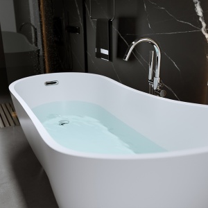 Cada de baie FORTE 520B, Dimensiune 160x75cm, Culoare Alb, Deversor Crom - Img 5