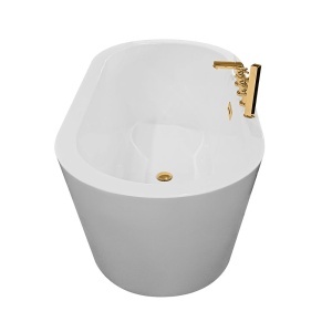 Cada de baie freestanding cu baterie aurie 148X75X58cm - Img 5
