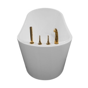 Cada de baie freestanding cu baterie aurie 170X80X72cm - Img 5