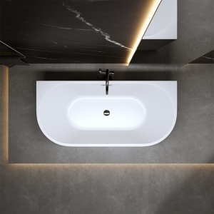 Cada de baie LENA 527A, Dimensiune 140x70cm, Culoare Alb, Deversor Crom - Img 4