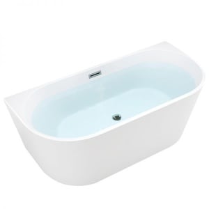 Cada de baie LENA 527C, Dimensiune 160x75cm, Culoare Alb, Deversor Crom