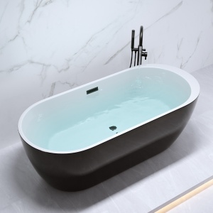 Cada de baie Porto 503B 170x75cm, Culoare Negru, Deversor Negru - Img 7