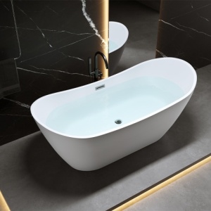 Cada de baie suport 160x75cm, Rica513B, Culoare Alb, Deversor Cromat - Img 6