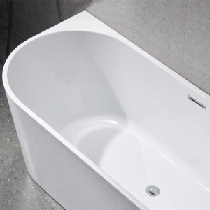 Cada de perete suport Lena527B, Culoare Alb 150x75cm, Deversor Crom - Img 8