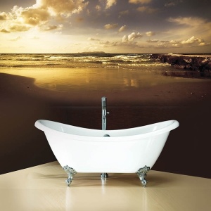 Cada retro freestanding, Florida, Garda 170, ovala, cu picioare si instalatie completa, alb - Img 2