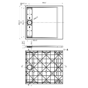 Cadita de dus DEKO Slim, Structura de piatra 90x80cm, Culoare Negru - Img 12