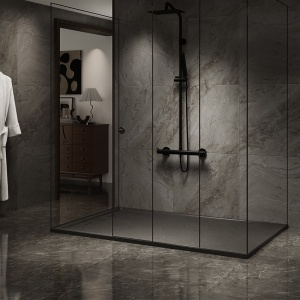 Cadita de dus dreptunghiulara imitatie de piatra Slim DEKO 100x80 cm neagra - Img 4