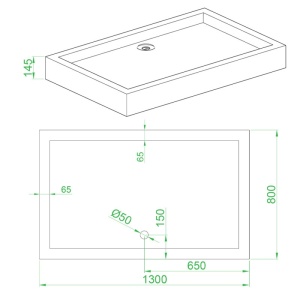 Cadita de dus dreptunghiulara inalta antialunecare SXLO3F 130 x 80 cm alba - Img 5