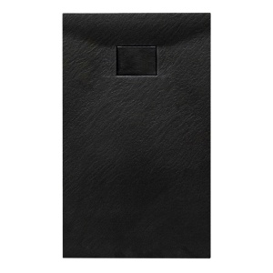 Cadita de dus dreptunghiulara slim finisaj piatra JUKO 100x80 cm neagra - Img 1