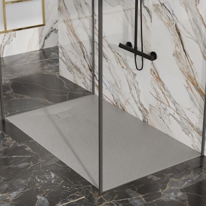 Cadita de dus dreptunghiulara slim imitatie piatra Riko 90 x 70 cm gri - Img 2