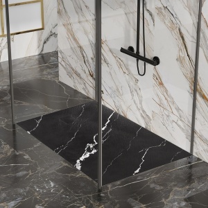 Cadita de dus Riko SLIM, Dimensiune 100x80cm, Marmura Neagra - Img 2