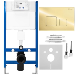 Cadru cu rezervor incastrat pentru WC, Clapeta de actionare inclusa F Light Gold - Img 1