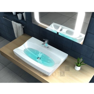 Chiuveta De Blat PRO STELLA, diferite dimensiuni, Montaj Pe Blat, Design Deosebit, Forma Dreptunghiulara, Ceramica Sanitara, Alb - Img 5