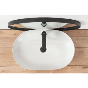 Chiuveta de blat REA AURA, Dimensiuni 60.5cm x 40.5 x 13.5 cm, Ceramica Sanitara, gaura baterie, Alb - Img 5