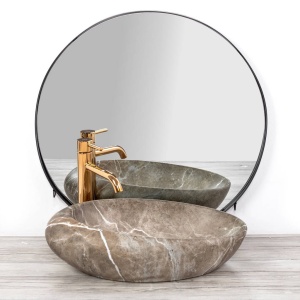 Chiuveta de blat REA ROXY B, Dimensiuni 49 x 31 x 13.5 cm, Forma Ovala, Ceramica sanitara, Maro - Img 2