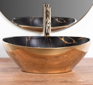 Chiuveta de blat REA SOFIA GOLD/BLACK MARBLE - Img 2