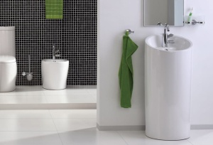 Chiuveta Independenta PRO OTTO, Dimensiuni 46.5x86 x 98 Cm, Forma Rotunda, Cu Gaura Baterie, Alb - Img 2