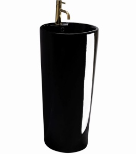 Chiuveta independenta REA ERA BLANK BLACK, Dimensiuni 40x 40x 84 cm, Forma rotunda, Cu gaura baterie, Negru