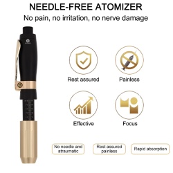 Dispozitiv tip hialuron pen NeoSimply® pentru aplicare acid hialuronic, fara ace, lifting facial, anti aging, marire buze cu 5 ampoule incluse, Gold - Img 2