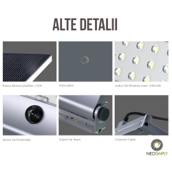 Lampa Solara LED Portabila de Exterior, Neosimply Camping, 1000 lumeni, 21 OSRAM LEDs, 4 Moduri de utilizare, cu senzor de proximitate si panou solar detasabil prin cablu de 4 Metri - Gri Antracit - Img 6