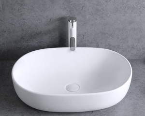 Lavoar de blat ANNA SLIM, Dimensiuni 61 x 41 x 13.5 cm, Forma Ovala, Ceramica sanitara, Alb - Img 6