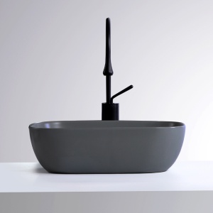 Lavoar De Blat PRO TOKYO DARK GREY, Dimensiuni 45.5 X 32 X 14 Cm, Forma Dreptunghiulara, Ceramica Sanitara, Gri Inchis, Finisaj Mat - Img 4