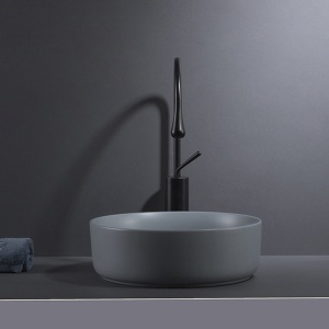 Lavoar De Blat PRO VERONA, Dimensiuni 36 X 36 X 12 Cm, Forma Rotunda, Ceramica Sanitara, Gri Inchis - Img 2