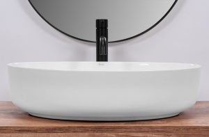 Lavoar De Blat REA QUEEN WHITE, Dimensiuni 55 X 41.5 X 14 Cm, Montaj Pe Blat, Design Deosebit, Forma Ovala, Ceramica Sanitara, Alb - Img 2
