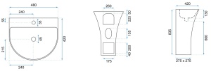 Lavoar Independent REA RIT SLIM, Dimensiuni 48x 42 X 83.5 Cm, Forma Rotunda, Alb - Img 5
