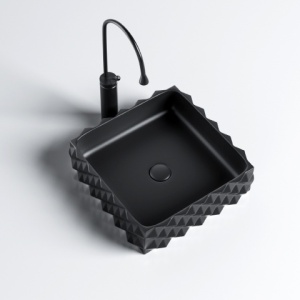 Lavoar pe blat, Pearl, Material Ceramica, Negru Mat, Dimensiune 40X40X15 cm - Img 2