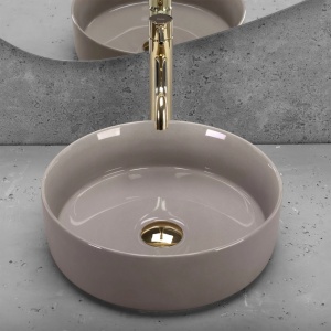 Lavoar pentru blat Rea Sami 36cm, Culoare Beige Shiny - Img 5