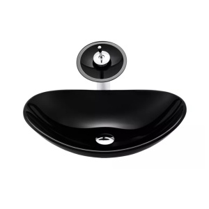 Lavoar sticla neagra VELDMAN + acesorii 54x35x15 cm